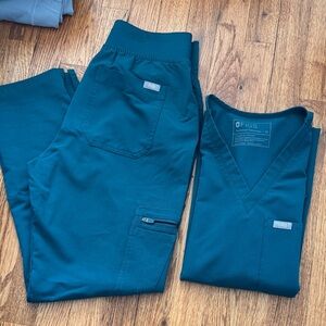 Figs Deep Teal V-Neck Scrub Top